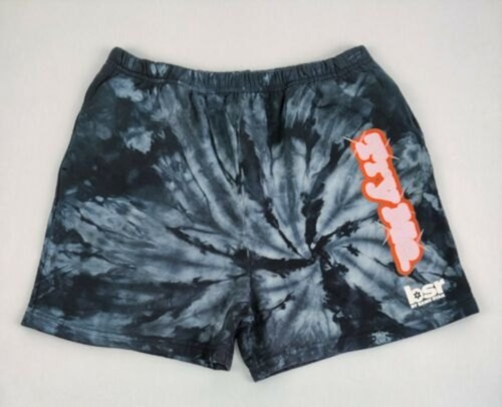 BSR By Samii Ryan Take It Easy Try Me Graphic Black Tie Dye Sweat Shorts Large